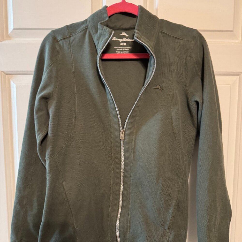 TOMMY BAHAMA ZIP UP SWEATSHIRT OLIVE GREEN SIZE MED